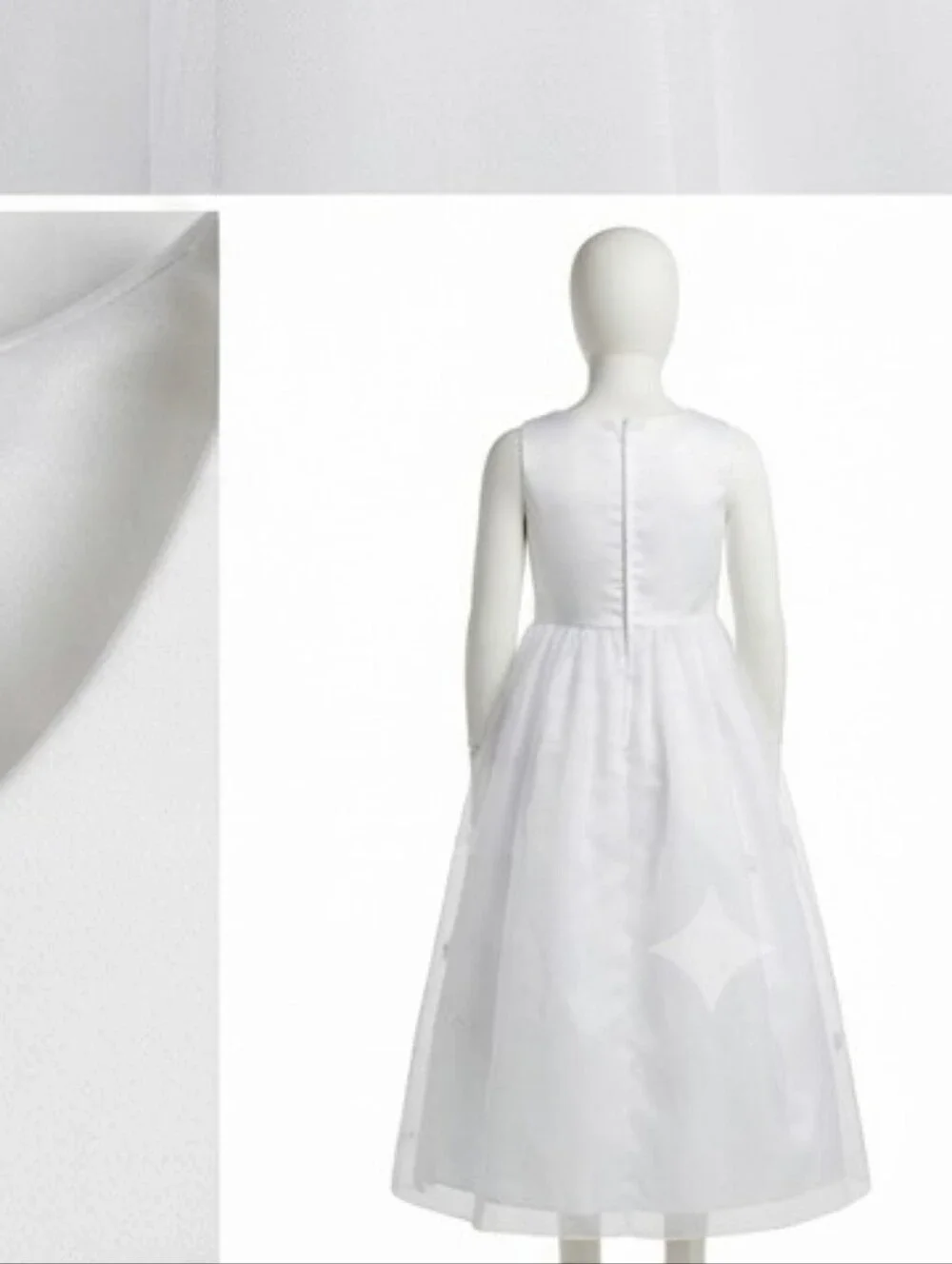 American Princess White Flower Girl Dress with Beaded Waist